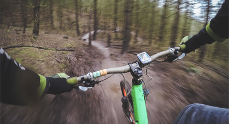 Film die mooie fietsroute door het bos